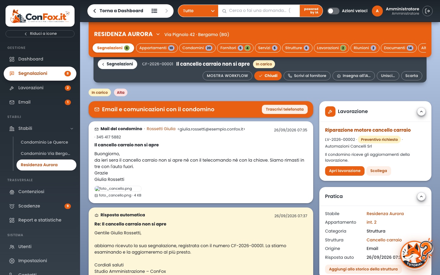 Risposte automatiche in ConFox